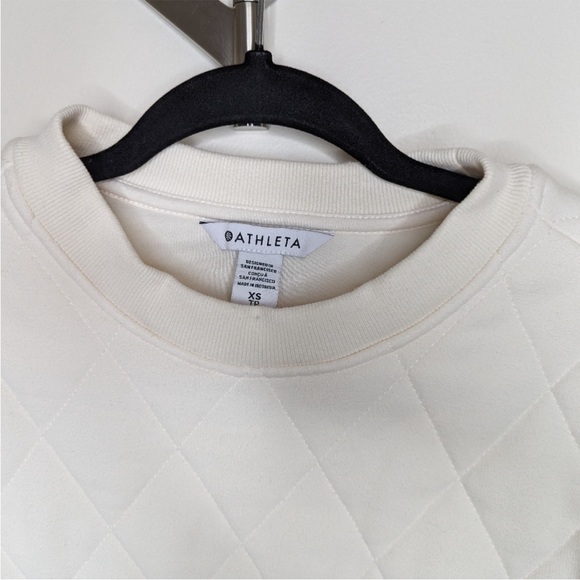 Athleta Retroplush Quilted Crewneck Sweatshirt Size XS White🆕 - Picture 4 of 8